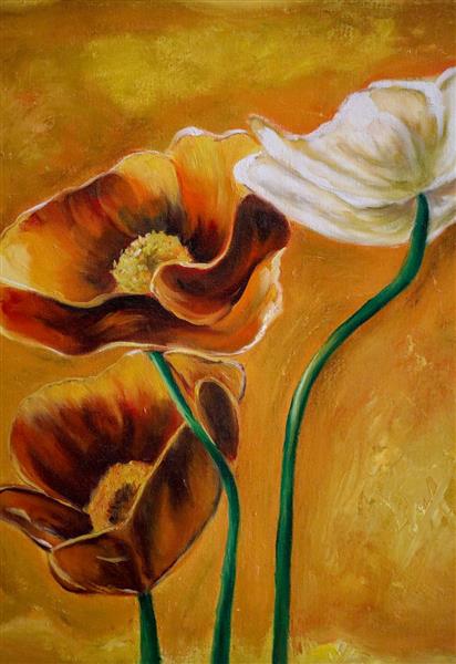 نقاشی رنگ روغن گلها