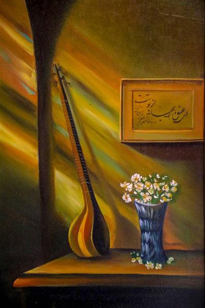 تار نقاشی رنگ روغن با تم سنتی ایرانی