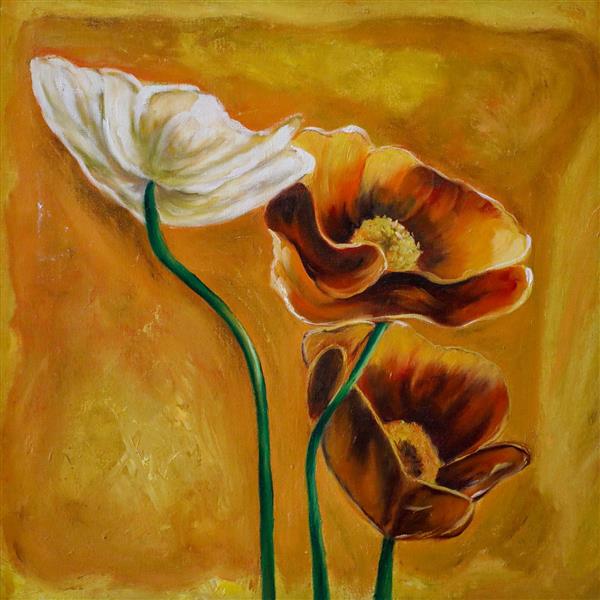نقاشی رنگ روغن گلهای زیبا