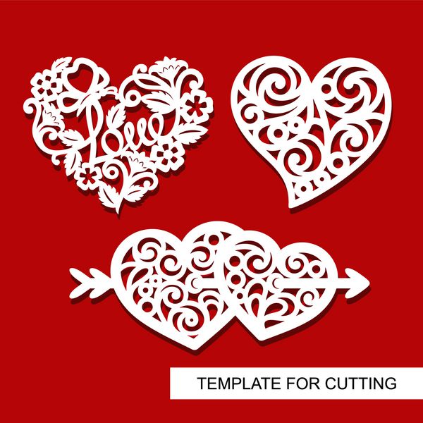 مجموعه دکوراسیون برای روز ولنتاین amp x27؛ s قلبها الگوی برش لیزری منبت کاری چوب برش کاغذ و چاپ