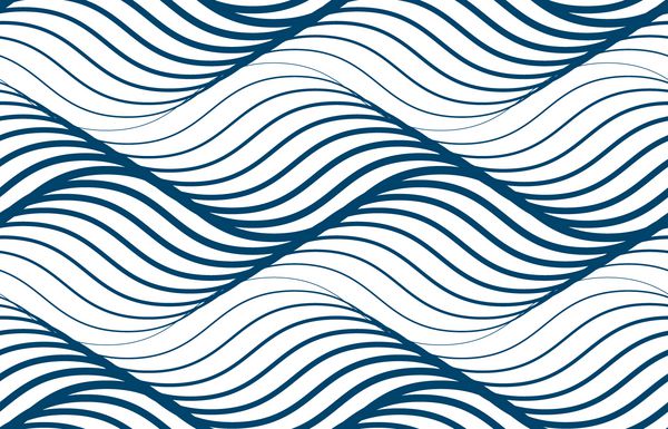 الگوی بدون درز موج های آب خطوط منحنی بردار پس زمینه کاشی تکرار انتزاعی موج های ریتمیک رنگ آبی