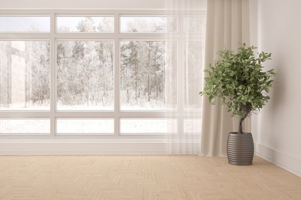 اتاق خالی سفید طراحی داخلی اسکاندیناوی تصویر سه بعدی