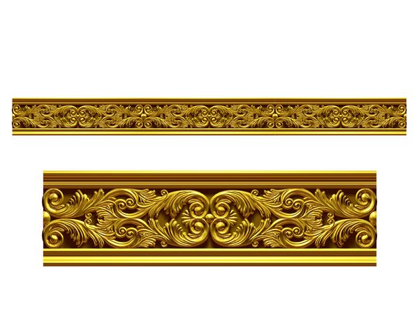 بخش طلایی تزئینی amp quot ؛ دو برابر amp quot ؛ نسخه مستقیم برای یخ زدایی قاب یا حاشیه تصویر سه بعدی روی سفید جدا شده است