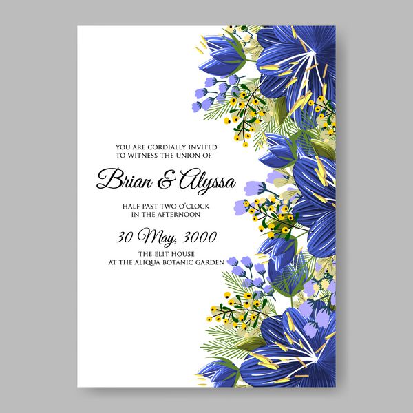 کارت دعوت ازدواج با گلهای صورتی الگوی وکتور گل-عروسی