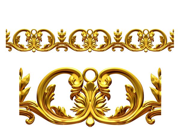 بخش طلایی تزئینی amp quot ؛ پیمایش amp quot ؛ نسخه مستقیم برای یخ زدگی قاب یا حاشیه تصویر سه بعدی روی سفید جدا شده است