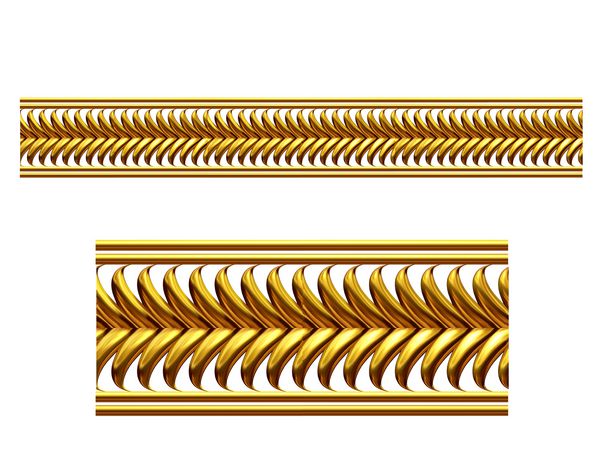 بخش طلایی تزئینی amp quot؛ frond amp quot؛ نسخه مستقیم برای یخ زدگی قاب یا حاشیه تصویر سه بعدی روی سفید جدا شده است