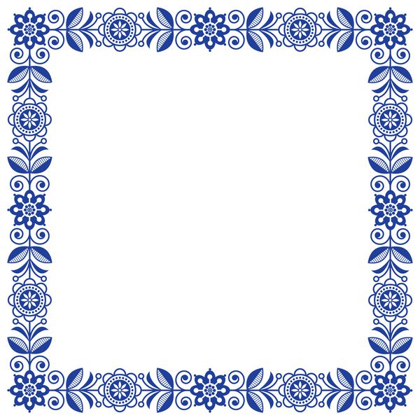 قاب وکتور هنرهای عامیانه اسکاندیناوی مرز زیبا گل الگوی مربعی با گلهای آبی دریایی دعوت کارت تبریک گل های پس زمینه یکپارچهسازی با سیستمعامل گل با الهام از سنت سوئدی و نروژی