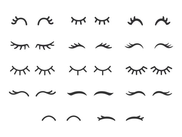 مژه های تک شاخ وکتور چشم حیوانات کارتونی چشمان زن بسته مجموعه آیکون طراحی زیبا