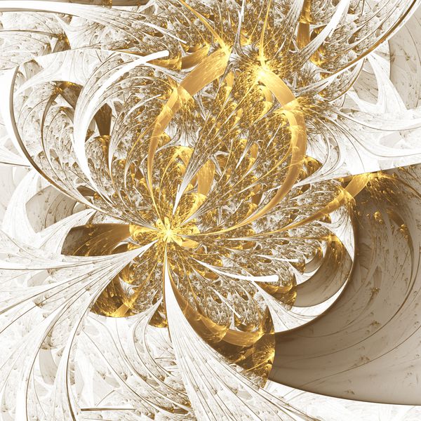 انتزاعی گل طلایی عجیب و غریب طراحی فراکتال روانگردان هنر دیجیتال فانتزی رندر سه بعدی