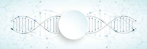 الگوی علمی کاغذ دیواری یا بنر با یک مولکول DNA تصویر برداری