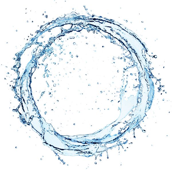پاشش آب در دایره شکل گرد روی سفید