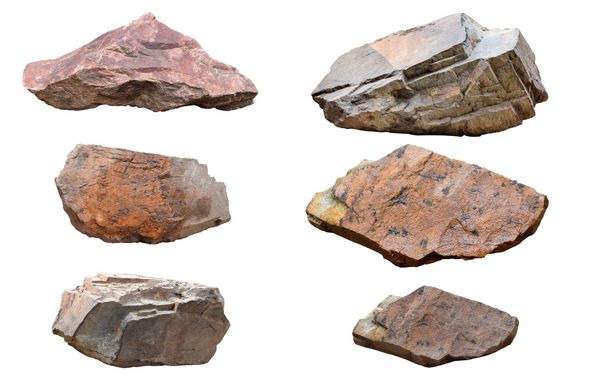 مجموعه ای از سنگ های جدا شده بر روی زمینه سفید سنگ گرانیت بزرگ بزرگ سنگ گروه جدا شده بر روی زمینه سفید سنگ سنگی جدا شده بر روی زمینه سفید