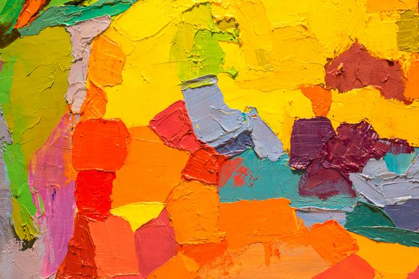 زمینه تابستانی رنگ روغن روی بوم بافت رنگ تکه ای از آثار هنری برای چاپ لکه های رنگ برس های رنگ روشن هنر مدرن هنر معاصر برای فضای داخلی بوم رنگارنگ
