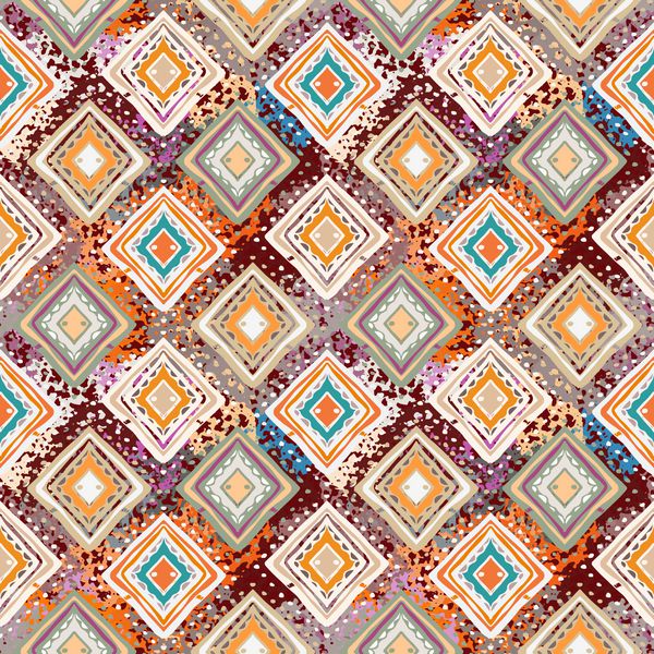 الگوی یکپارچه قومی چاپ قبیله هنر boho کاشی بافت زمینه هندسی کاشی لکه های رنگ
