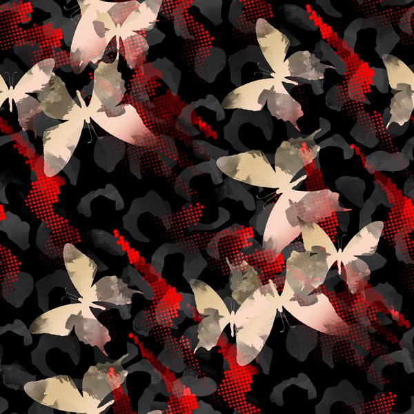الگوی یکپارچه طراحی گرانج پس زمینه پروانه ها با اثر آبرنگ چاپ پارچه برای ملافه ژاکت طرح بسته بندی پارچه و مفاهیم مد
