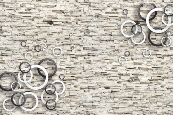 طراحی کاغذ دیواری سه بعدی با سنگ و دایره ای برای فتومورال ها