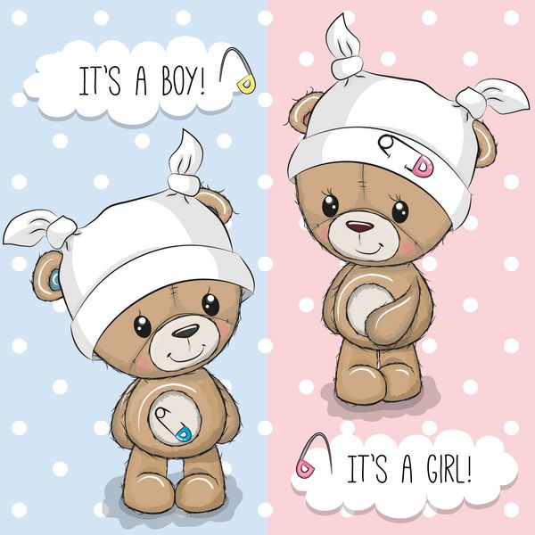 کارت تبریک کودک دوش با خرس عروسکی