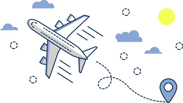 آیکون هواپیما هواپیما هواپیما جدا شده در پس زمینه سفید تخت و خط هنری خط تصویر برداری هنر