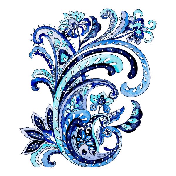 الگوی تزئینی آبی پرنسلی آبی عنصر طراحی قومی سنتی