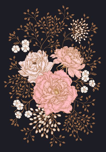 قالب کارت ویترین برای طراحی دعوت های عروسی سلام دکوراسیون پرنعمت گل اگزاتیک گلهای باغی سبک شرقی باستانی هنر تصویر برداری