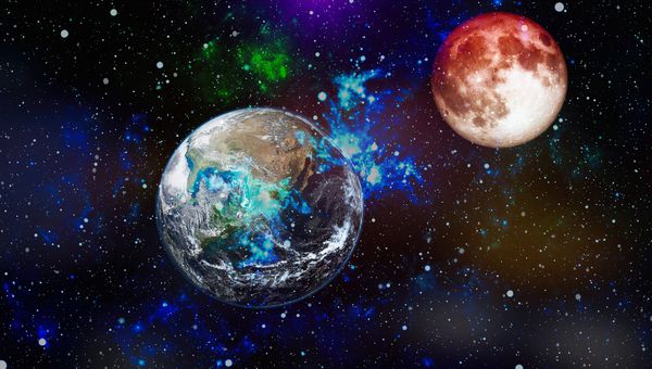 ماه قرمز در فضا عناصر این تصویر که توسط ناسا ساخته شده است
