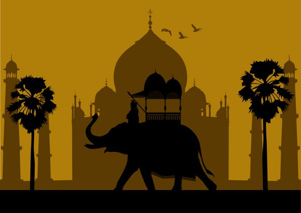 فیل و هلوی هندی در تاج محل