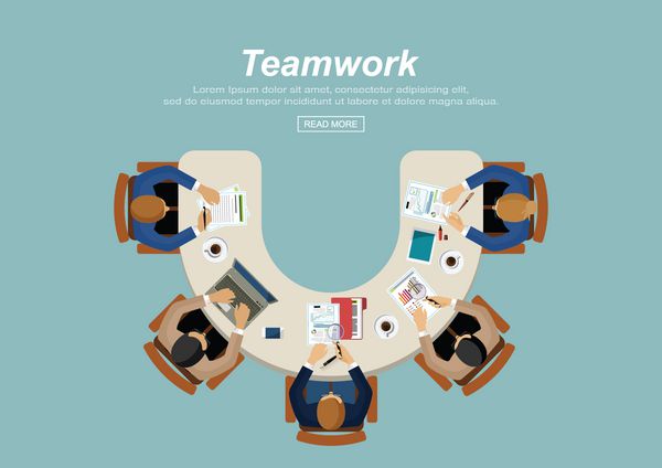 جلسه تجاری و طوفان مغزی ایده و مفهوم کسب و کار برای کار گروهی قالب وکتور قالب اینفوگرافیک با افراد و تیم