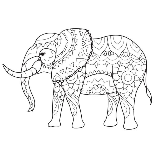 خطوط ساده ای از فیل برای رنگ آمیزی صفحه روی برنامه روی گوشی تصویر برداری