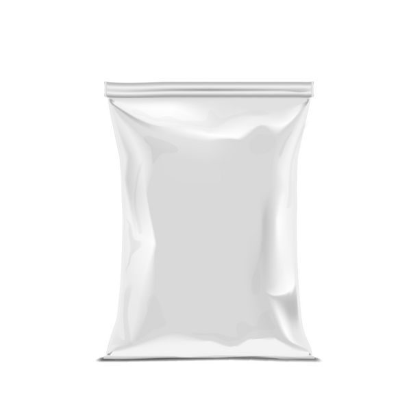 بسته بندی کیسه های میان وعده پلاستیک سفید واقع گرایانه وکتور EPS10