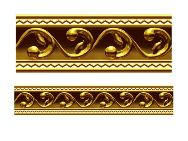 بخش طلایی تزئینی € œzigzag amp ؛ نسخه مستقیم برای یخ زدگی قاب یا حاشیه تصویر سه بعدی روی سفید جدا شده است