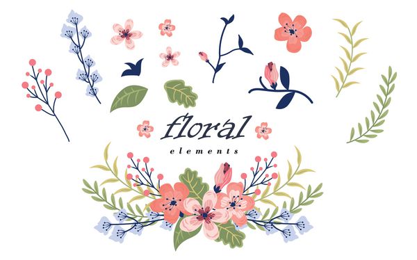 مجموعه تصویر برداری وکتور صاف مجموعه ای برای طراحی کارت پستال با متن شیک برای روز مادر با گل های رنگارنگ تزئین شده