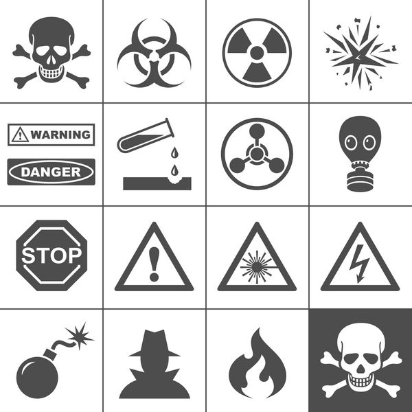 نمادهای خطر و هشدار دهنده سری ساده هر نماد یک شی واحد است مسیر مرکب