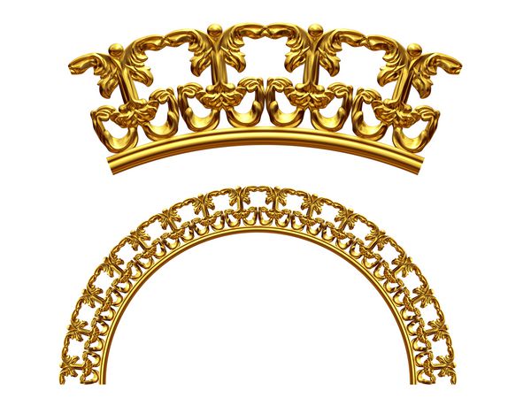 بخش تزئینی طلایی œ € œœ و amp quot ؛ نسخه گرد زاویه چهل و پنج درجه برای گوشه یا دایره تصویر 3D بر روی سفید جدا شده