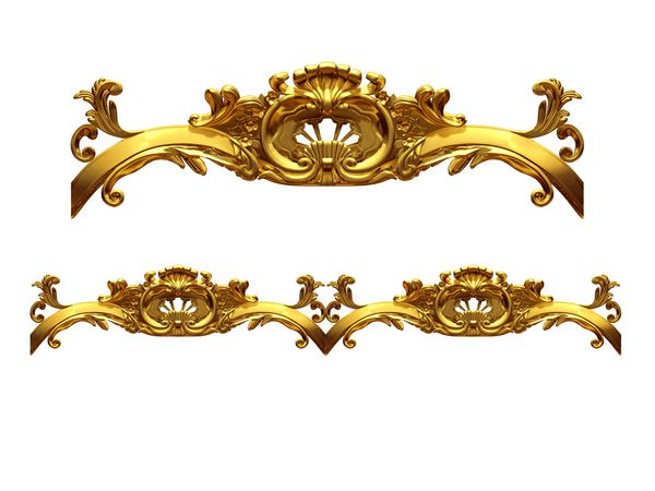 بخش طلایی تزئینی € ictVictory amp ؛ نسخه مستقیم برای یخ زدگی قاب یا حاشیه تصویر سه بعدی روی سفید جدا شده است