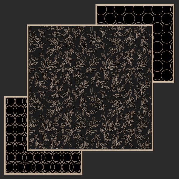 مجموعه ای از الگوی ساده گل بدون درز و الگوهای هندسی طلا