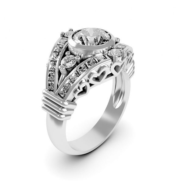 حلقه الماس نقره ای عروسی جدا شده در پس زمینه سفید