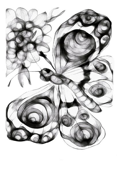 پروانه نقاشی دیجیتال انتزاعی