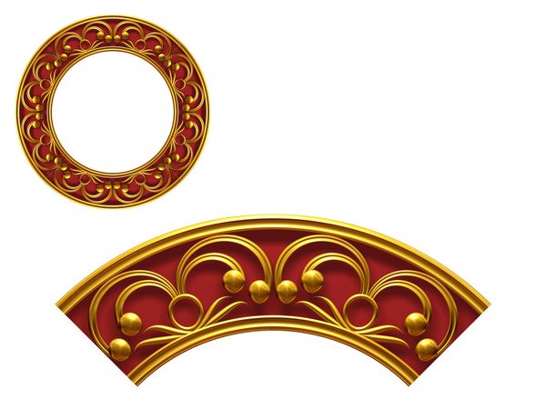 بخش تزئینی طلایی red € redcloth amp quot ؛ نسخه گرد زاویه نود درجه برای گوشه یا دایره تصویر 3D بر روی سفید جدا شده