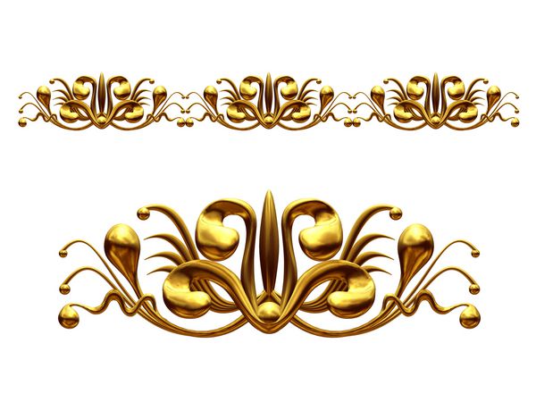 بخش طلایی تزئینی € œ توسعه amp ؛ نسخه مستقیم برای یخ زدگی قاب یا حاشیه تصویر سه بعدی روی سفید جدا شده است