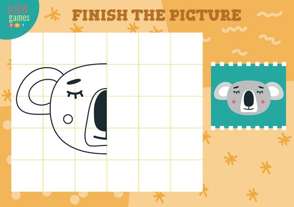 تصویر برداری تصویر را کپی کنید بازی کامل و رنگ آمیزی برای کودکان پیش دبستانی حیوانات طرح کارتونی برای نقاشی