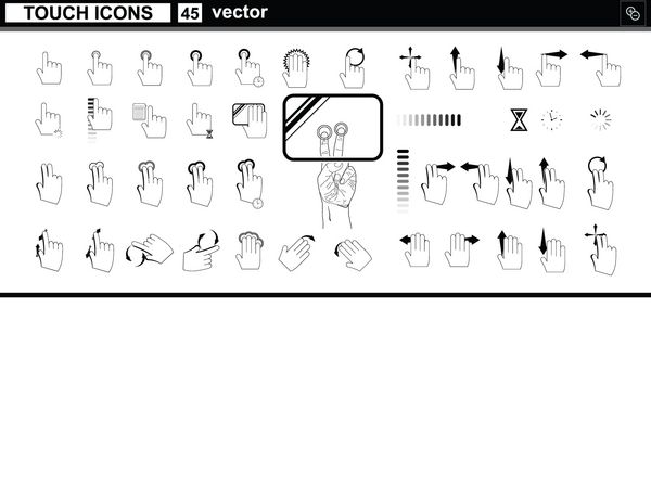 آیکون های وب مجموعه وکتور رابط کاربری صفحه لمسی دستی