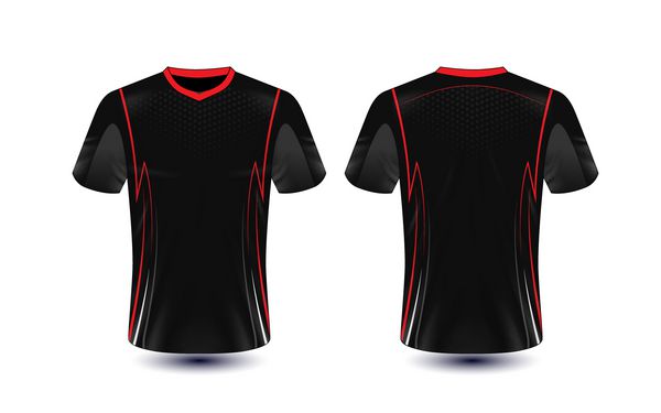 طرح طراحی تی شرت سیاه و قرمز طرح e-sport