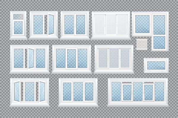 مجموعه ای از شیشه های پلاستیکی شفاف و شیشه ای واقع بین پلاستیک با لبه های پنجره سایبان خانه سفید پنجره های اداری با یک دو سه پنج بخش غلتک کور دسته برای تنظیم تصویر برداری