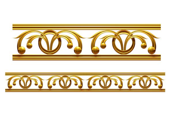 بخش طلایی تزئینی ang € anghang amp ؛ نسخه مستقیم برای یخ زدگی قاب یا حاشیه تصویر سه بعدی روی سفید جدا شده است