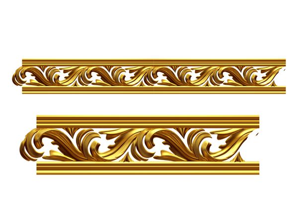 بخش طلایی تزئینی € حرکت و نسخه مستقیم برای یخ زدگی قاب یا حاشیه تصویر سه بعدی روی سفید جدا شده است