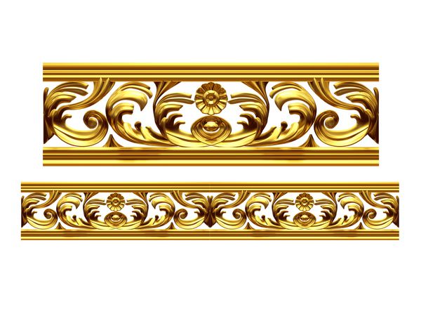 بخش طلایی تزئینی œ € انجام وظیفه amp ؛ نسخه مستقیم برای یخ زدگی قاب یا حاشیه تصویر سه بعدی روی سفید جدا شده است