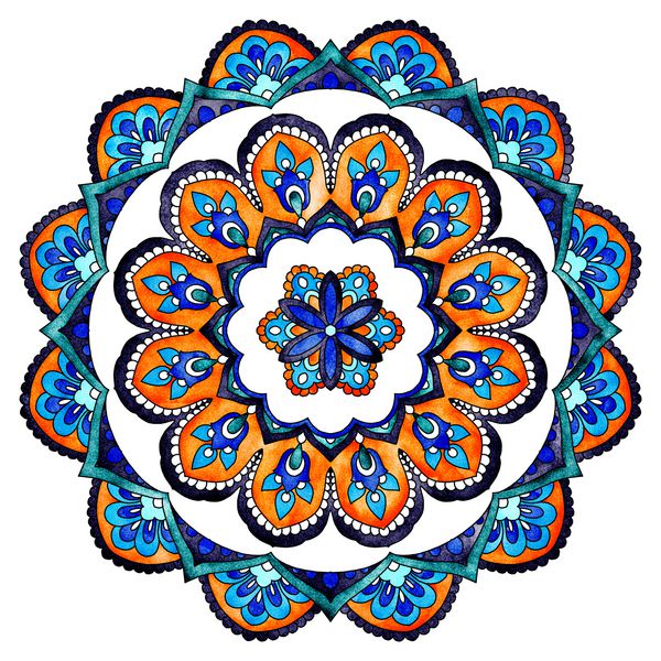 الگوی رنگارنگ ماندالا جدا شده در پس زمینه سفید عنصر طراحی قومی پرنعمت