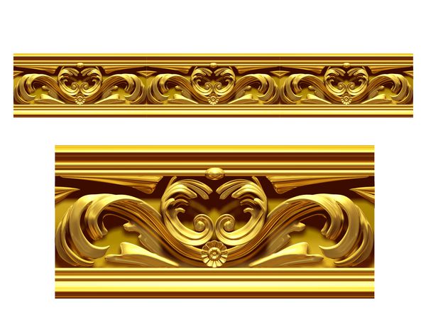 بخش طلایی تزئینی € œstalk amp ؛ نسخه مستقیم برای یخ زدگی قاب یا حاشیه تصویر سه بعدی روی سفید جدا شده است