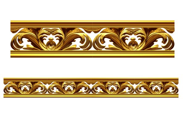 بخش طلایی تزئینی تاندون â € amp nbsp ؛؛ نسخه مستقیم برای یخ زدگی قاب یا حاشیه تصویر سه بعدی روی سفید جدا شده است