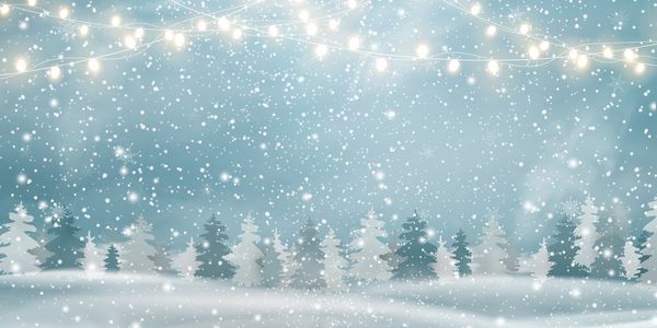کریسمس چشم انداز برفی وودلند زمینه زمستانی چشم انداز زمستانی تعطیلات برای کریسمس مبارک با دسته اول جنگل مخروطی باغ های سبک برف برف صحنه کریسمس سال نو مبارک